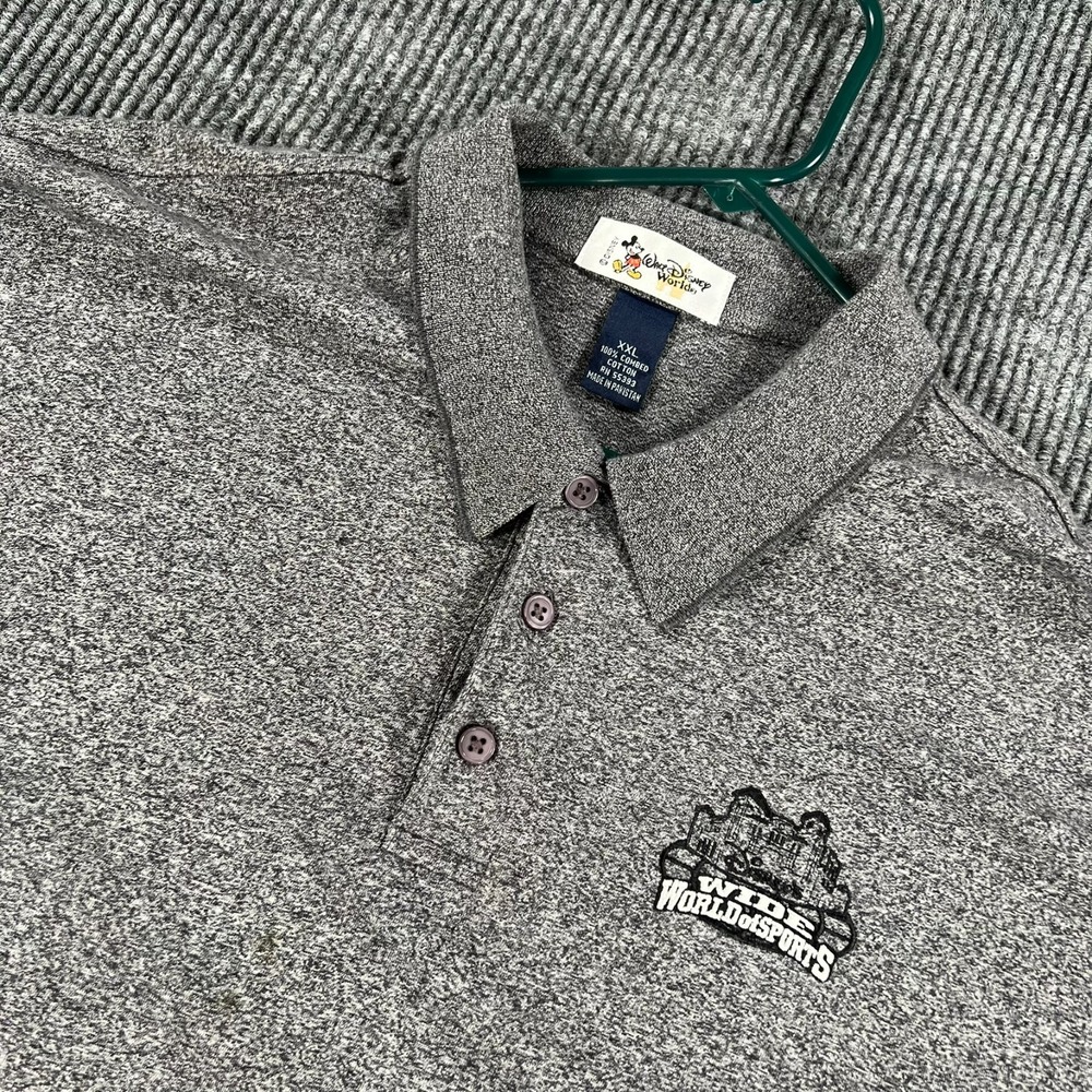 Disney Wide World Of Sports Polo Shirt Mens 2XL XXL Gray Short Sleeve Casual